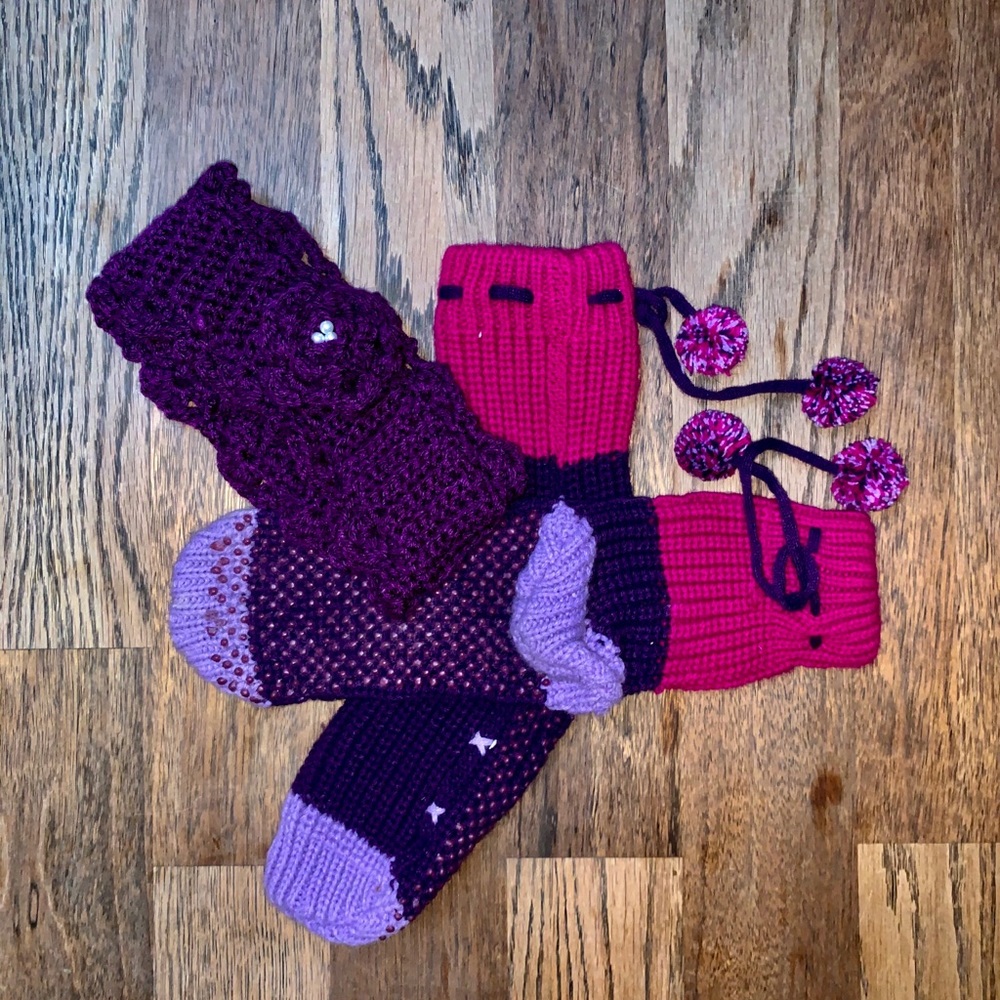 Crocheted head wrap and socks